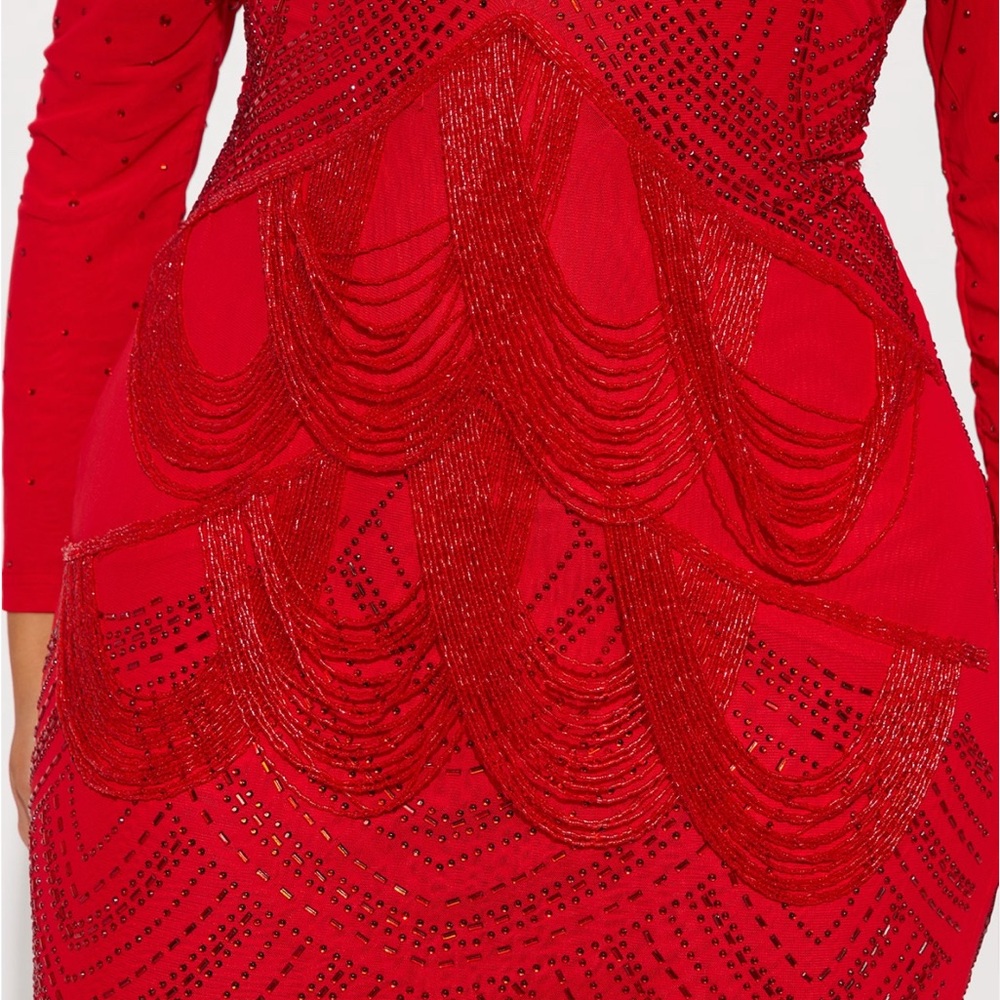 Fashion Nova Red Long Sleeve Dress - Picture 2 of 6